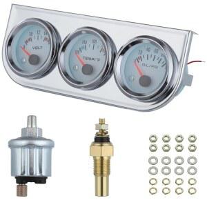 [미국배송] 비닐 52MM 2인치 3인치 자동차 자동 게이지 키트 1카 미터 전압계 + 수온계 프레스 게이지 자동차 SUV 트럭 차량 오토바이 트랙터용 세트