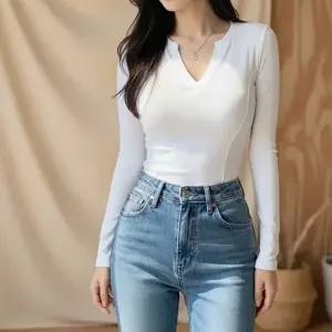 [옷자락]여성용 모달 브이넥 슬림핏 데일리 긴팔 티셔츠