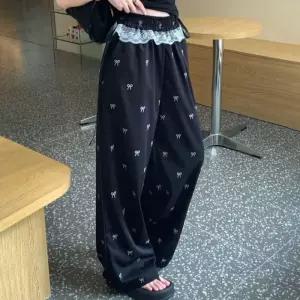 [리빌모아]여자 하이웨스트 레이스 리본 와이드 바지 SDW-PTA-SNF1002051