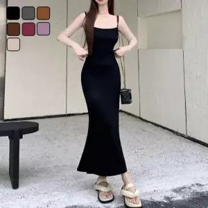 [리빌모아]여자 여름 슬림 시원한 무지 끈 나시 롱 원피스 LDW-OPS-SBM077