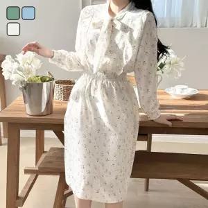 [리빌모아]여자 꽃무늬 리본 쉬폰 프릴 러플 원피스 DHTW-OPA-SN2381481