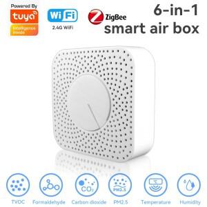 Tuya WIFI Zigbee 스마트 에어 버틀러 CO2 공기 품질 모니터 VOC PM2.5 가스 감지기 자동화 가정용 온도 습