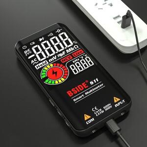 BSIDE 디지털 멀티미터 스마트 전기 기술자 테스터 USB 충전 T-RMS DC AC 전압 커패시턴스 옴 Hz NCV 전문