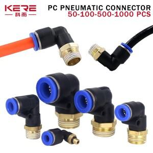 PL 엘보 공압 공기 커넥터 1/8 1/4 3/8 수 나사 튜브 피팅 푸시 인 마운트 OD 4 6 8 10 12mm