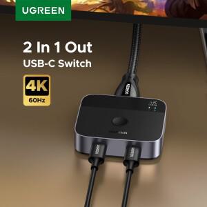 UGREEN USB C 스위치 2 in 1 Out 4K 60Hz USB-C 스위처 PS5 Xbox PC 노트북 모니터 프로젝터 키보드 마우스
