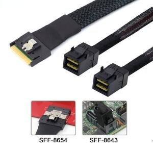 MINI SlimSAS SFF-8654 8i 4.0 - 2X SAS HD SFF-8643 서버 연결 케이블