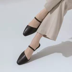 SOVO 벨리즈 소가죽 스트랩 뮬 슬리퍼 5cm