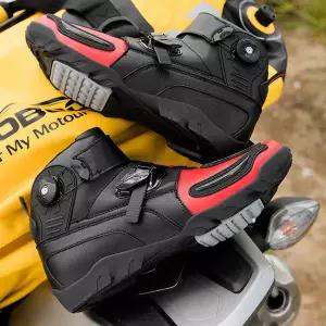 레저 바이크 오토바이 극세사 가죽 라이딩 발 보호화 산악 통근자 야외 부츠 레이싱