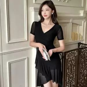 마킷5 여름 원피스 치마 여친 망사 쉬폰원피스 슬림핏 이브닝드레스 플레어 JEN2