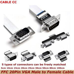 새로운 DIY VGA 초박형 유연한 리본 케이블 남성 Ffemale 플러그 90도 직각 팔꿈치 컴퓨터 연결 모니터