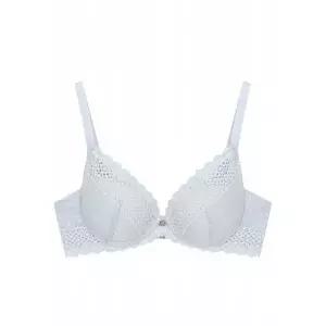 원더브라 여성 노와이어 레이스 풀커버리지 브라_라이트블루 456251