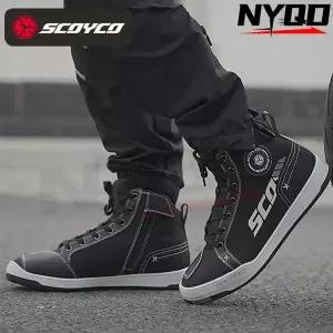 레저 바이크 오토바이 SCOYCO 남성용 부츠 반사 장비 라이딩 내마모성 야외 레이싱 신발
