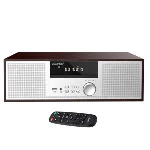 [미국배송] 가정용 LONPOOO 스테레오 선반 시스템 리모컨이 있는 빈티지 CD 플레이어 40W RMS 마이크로 미니 블루투스 FM 라디오 USB MP3 재생 및 보조 기능 실버