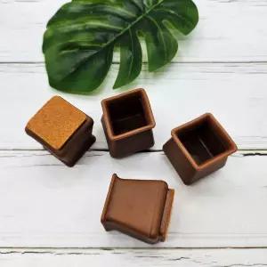 실리콘의자발캡 갈색 사각 소형 1세트 4P 커버