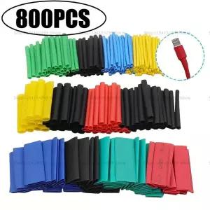 검정색/색상 열 수축 튜브 세트 충전기 케이블 보호기 전선 외장 개폐식 히트 파이프