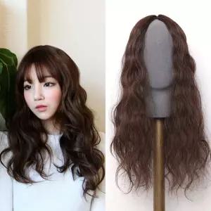 탑커버피스 트위스트펌 헤어 고열사 웨이브가발 긴머리가 지그재그 부분가 여성가 패션가 학생가 스타일 가