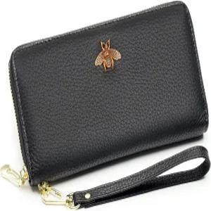 신용카드 홀더 지퍼 코인 포켓 및 손목 스트랩이 있는 여성용 이미투 가죽 지갑