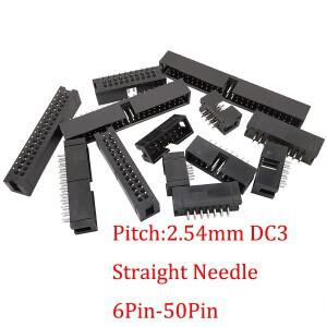10Pcs DC3 2.54mm 피치 6/8/10/14/16/20/26/30/34/40/50Pin 수 소켓 스트레이트 IDC 박스 헤더 PCB 커넥터