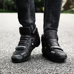 레저 바이크 오토바이 가죽 부츠 남성용 발목 모토크로스 레이싱 신발 여성용 메쉬 바이커 미끄럼 방지