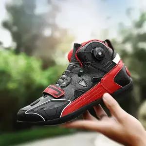 레저 바이크 오토바이 남자 발목 부츠 모토 크로스 레이싱 신발 가죽 여성 메쉬 바이커 미끄럼 방지