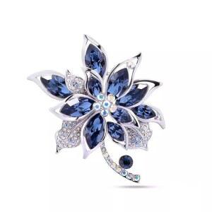 스파클링 라인스톤 플라워 브로치 프리미엄 블루 퍼플 크리스탈 라펠 빈티지 화이트 로즈 모자 가방 드레스 여성용 의류 주얼리