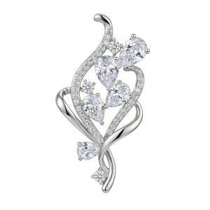 여성 꽃다발용 지르코니아 크리스탈 플라워 브로치 코스튬 주얼리 선물