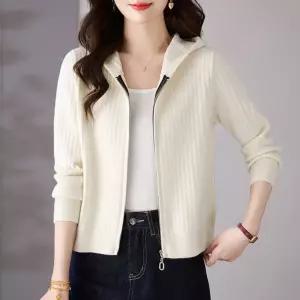 솜브레로스 여친 니트 가을 숏 가디건 스웨터 후드 카디건 옷 아우터 집업 DOS3