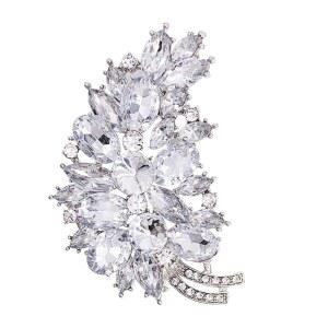 락스피콜 빈티지 그린 오스트리아 크리스탈 플라워 부케 클러스터 라지 브로치 여성용 골드