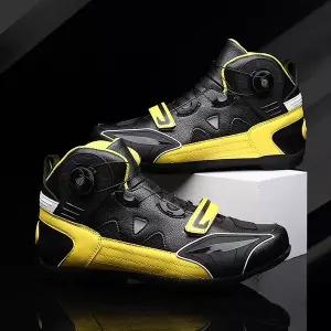 레저 바이크 오토바이 남성용 가죽 부츠 앵클 모토크로스 레이싱 신발 메쉬 바이커 미끄럼 방지