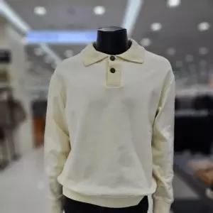 파렌하이트지이크 아이보리 니트 카라 배색 맨투맨 티셔츠 FJI3102_JK