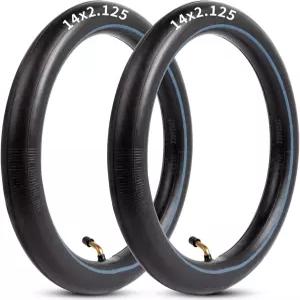 교체용 전기 스쿠터 및 자전거 타이어 튜브 2팩을 위한 앵글 밸브 스템이 장착된 14 x 2.125 내부 14인치