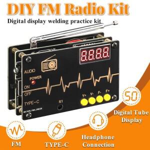 DIY 전자 키트 RDA5807M FM 라디오 87-180MHz 디지털 튜브 STC15 디스플레이 마이크로 컨트롤러 납땜 프로