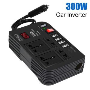 300W 차량용 인버터 DC 12V AC 220V 변환기 퓨즈 스위치 포함 4개의 USB 충전기 3.0 포트 전원 소켓 시가