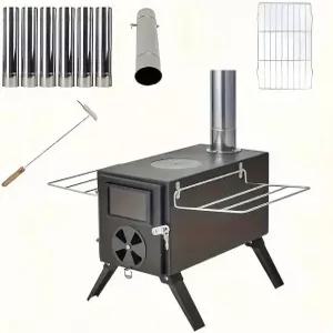 캠핑 사냥 얼음 낚시를 위한 휴대용 우드 스토브 핫 텐트 카본 스틸