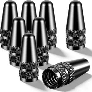 아베요 블랙 프레스타 호환되는 밸브 캡 8팩 알루미늄 양극 산화 처리된 자전거 스템 타이어 공기 먼지