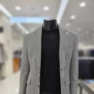 파렌하이트지이크 25SS 블랙 울 혼방 하운드투스 캐주얼자켓 FKE4302_JK