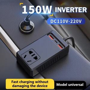 범용 150W 차량용 인버터 DC 12V/24V to 110V/220V 자동 전원 변환 어댑터 USB 타입 C 충전기 아이폰 호환