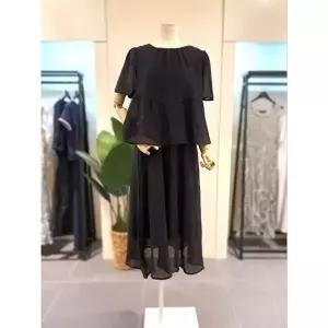 [미스칸트]KEOPP710BK_투웨이 반팔 블라우스 원피스 블랙