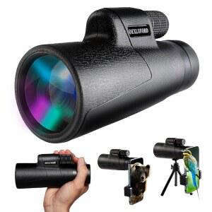 [미국배송] 성인용 OEXLUFORD 80X100 모노큘러 - 스마트폰 홀더와 삼각대가 장착된 망원경 고화질 줌 포커스로 떠나는 사냥 캠핑 하이킹을 지켜보는 고출력