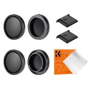K&F Concept E Mount Body Cap & Rear Lens Cover for Sony Nex A6700 A6600 A6500 A6400 A6300 A6100 A6000 A5100 A5000 A7C A7CR II A7 A7S A7R FX3 FX30 A9 A9II ZV-E10 NEX-6 NEX-7 NEX-5C NEX-3