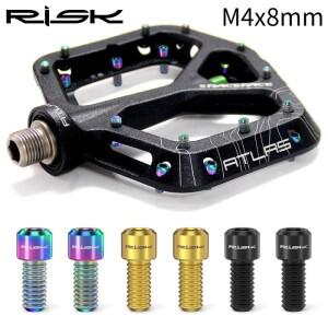 RIsk호환8개 티타늄 스틸 페달 핀 | MTB M4x8mm 미끄럼 방지 나사 (DH/AM/XC)