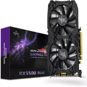 AISURIX RX 5500 8GB GDDR6 그래픽 카드 128비트 3XDP HDMI PCI Express 4.0X8 팬 인텔리전트 시스템 포함