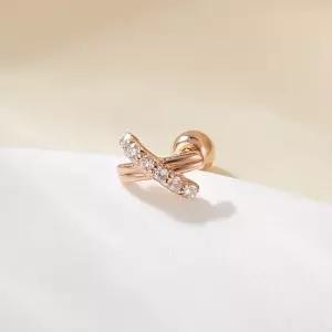 [비앤비골드] 14K 큐빅 엑스 크로스 피어싱 한쪽 MNE42512