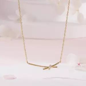 [비앤비골드] 14K 엑스 크로스 큐빅링 체인 목걸이 MNN42493