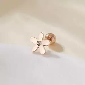[비앤비골드] 14K 큐빅 커브드 컷팅 플라워 피어싱 한쪽 MNE42511
