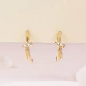 [비앤비골드] 14K 엑스 크로스 큐빅링 침귀걸이 한쌍 MNE42492