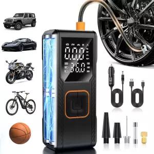 타이어 인플레이터 휴대용 공기 압축기 자동차 150PSI 무선 펌프 자전거 오토바이 공 디지털 압력 게이지가
