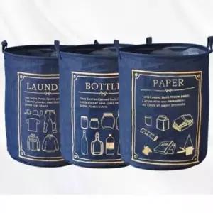 재활용 접이식 분리수거함 데님바구니 방수 대용량 바구니 수납 정리