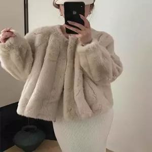 [릴룸][주폭]볼륨소매 라운드 밍크자켓 퍼 밍크 무스탕