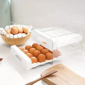 ( )BS 계란 투명 슬라이딩 보관함 정리 트레이 냉장고 에그 2단 32구